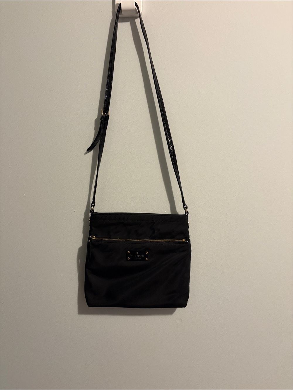kate spade Black Nylon Crossbody with Gold Accents